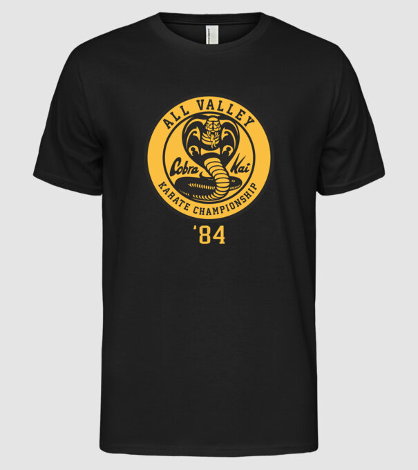 all valley karate cobra kai model negru pe tricou