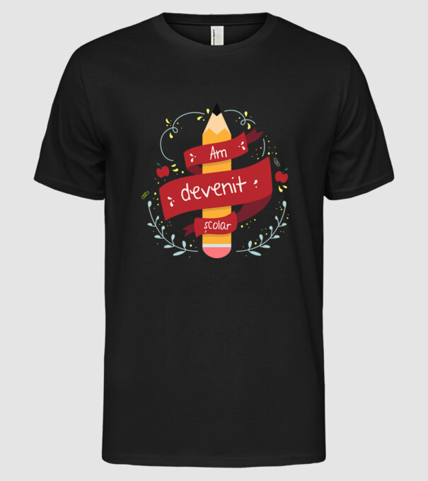 Am devenit școlar model negru pe tricou