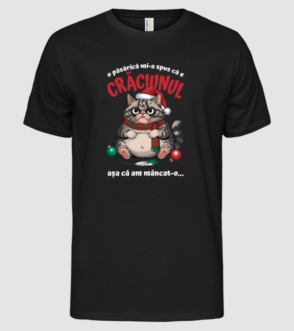 Am mâncat pasărea Crăciun pisică Negru model negru pe tricou