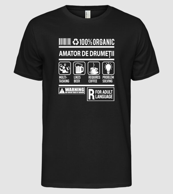 amator de drumeții model negru pe tricou