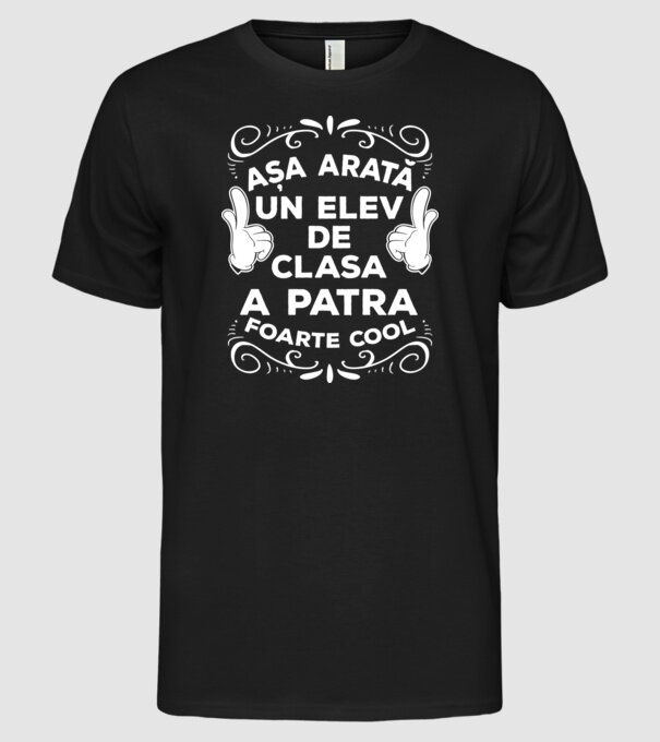 Așa arată un elev de clasa a patra foarte cool model negru pe tricou