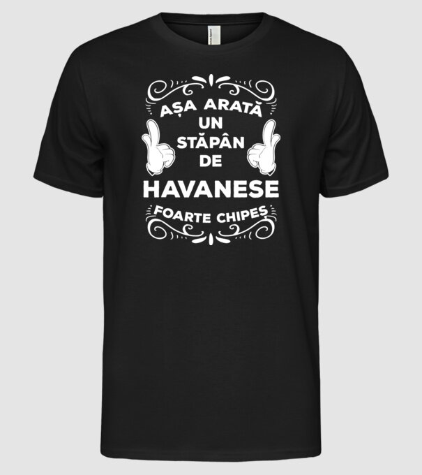 Așa arată un stăpân de Havanese foarte chipeș model negru pe tricou