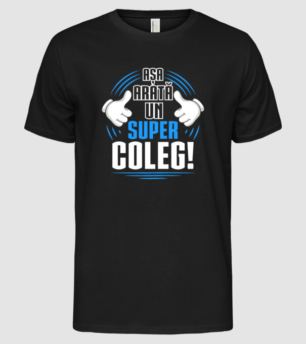 Așa arată un super coleg D4769145 model negru pe tricou