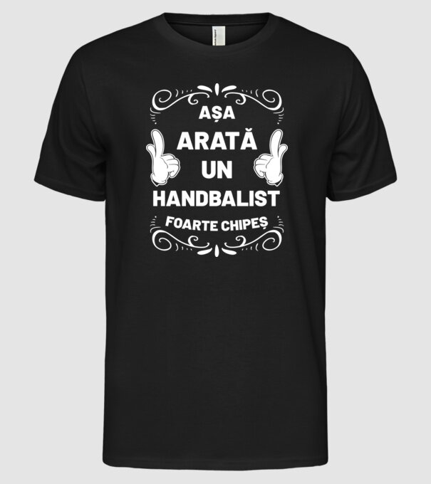 Așa arată un HANDBALIST foarte chipeș model negru pe tricou