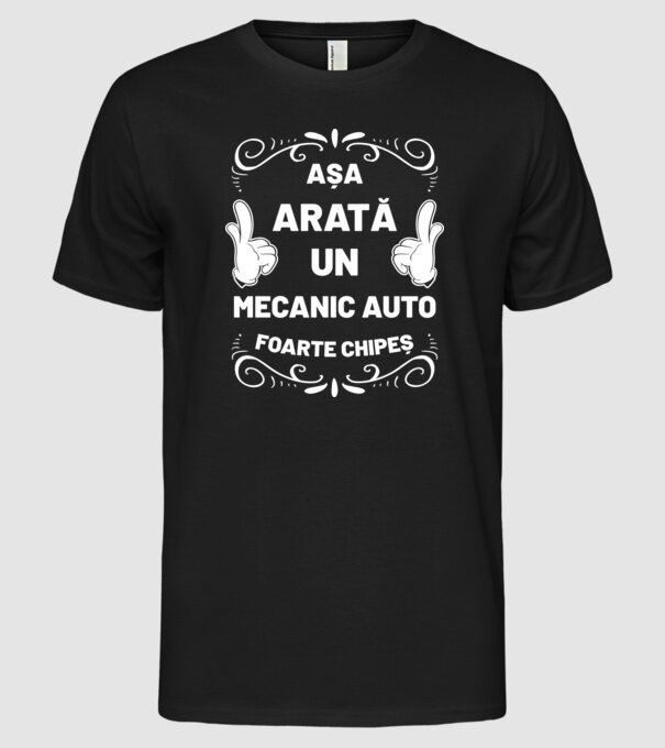 Așa arată un mecanic auto foarte chipeș model negru pe tricou