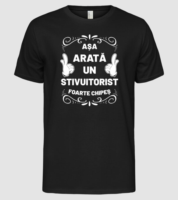 Așa arată un stivuitorist foarte chipeș model negru pe tricou