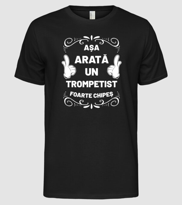 așa arată un trompetist foarte chipeș model negru pe tricou