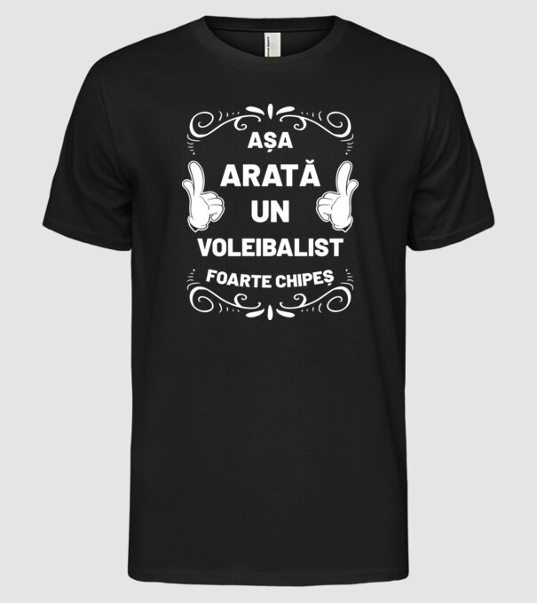 Așa arată un VOLEIBALIST foarte chipeș model negru pe tricou