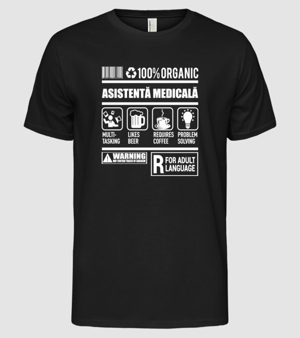 ASISTENTĂ MEDICALĂ model negru pe tricou