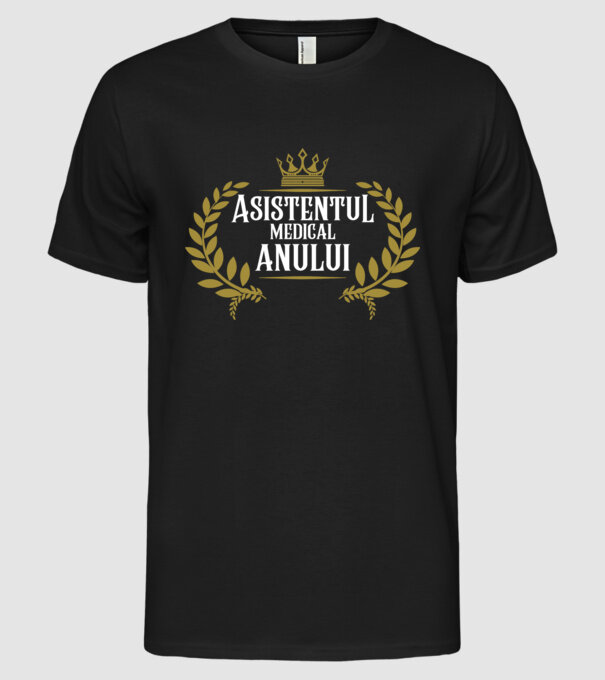 Asistentul medical al anului model negru pe tricou
