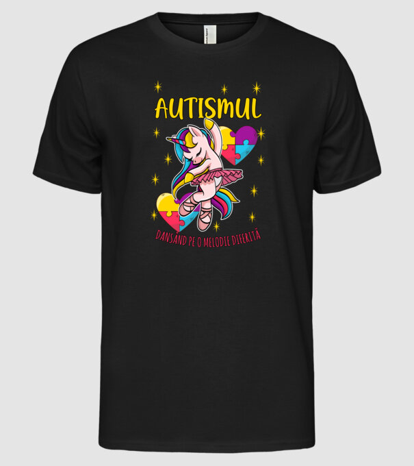 Autismul, dansând pe o melodie diferită model negru pe tricou