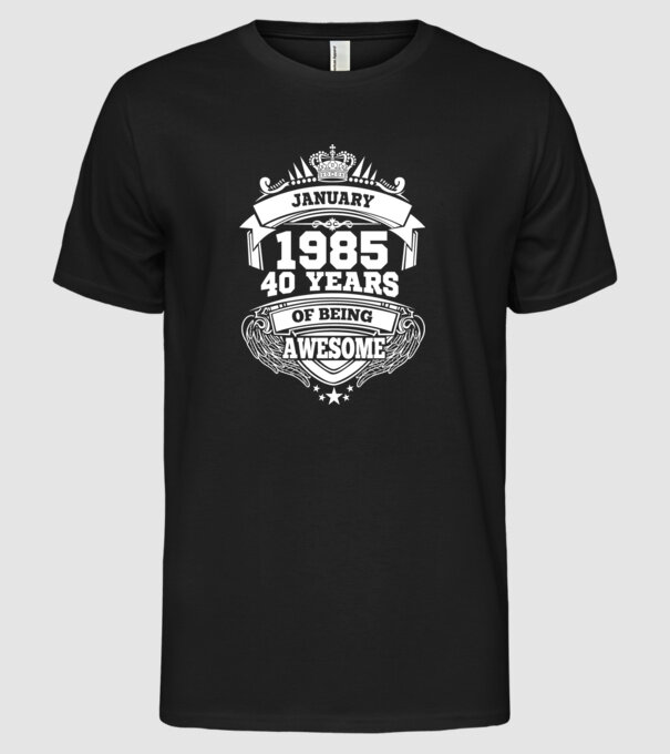 Awesome being of january 1985 model negru pe tricou