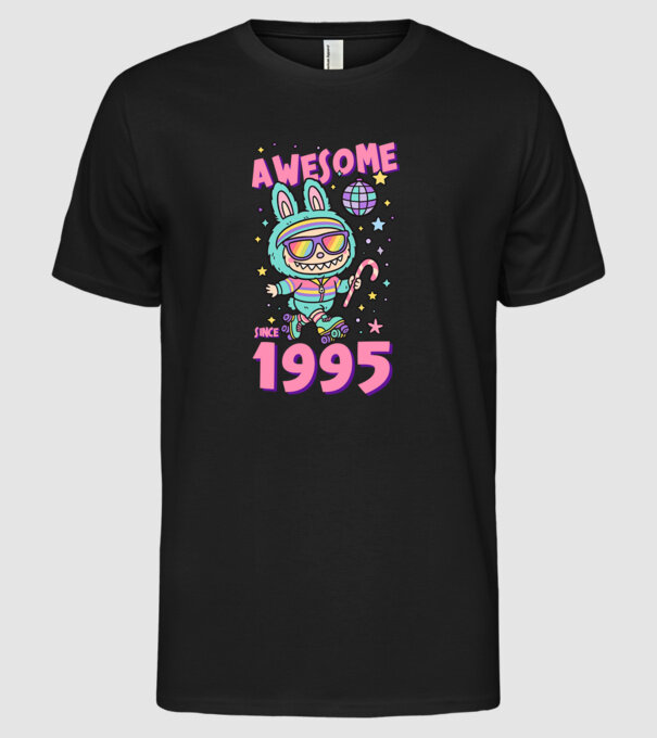 Awesome since 1995 - Labubu model negru pe tricou