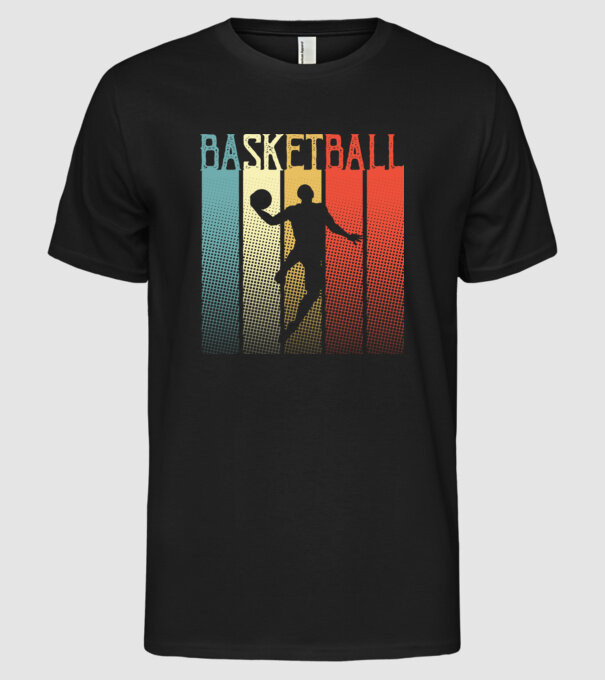 basketball vintage model negru pe tricou