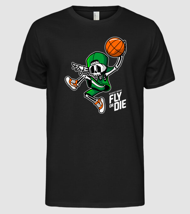 Basketbone model negru pe tricou