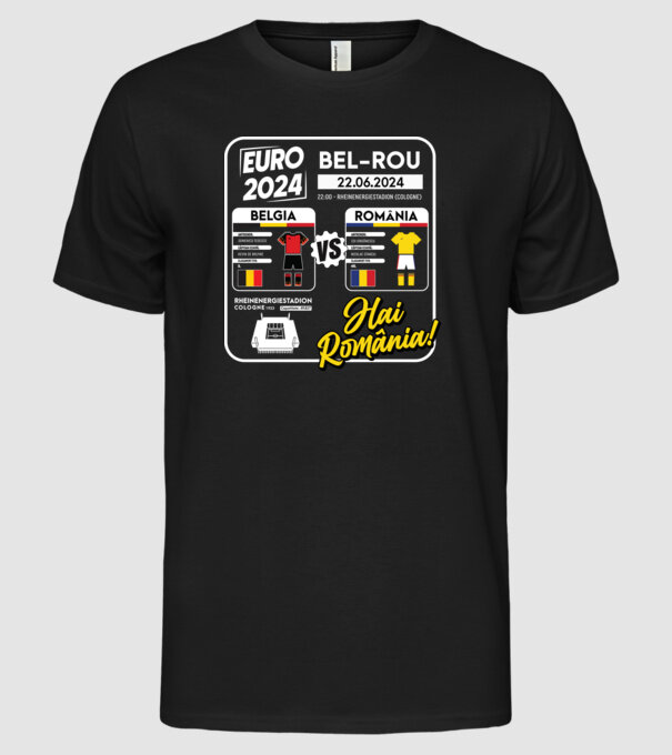 BEL-ROM euro 2024 calendar  model negru pe tricou