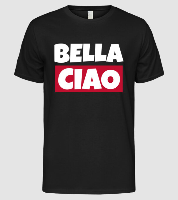bella ciao logo model negru pe tricou