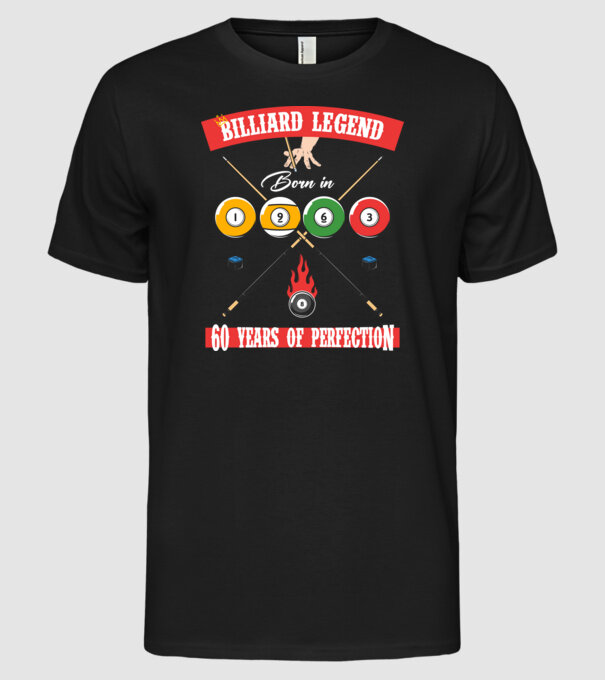 Billiard legend born in 1963 model negru pe tricou