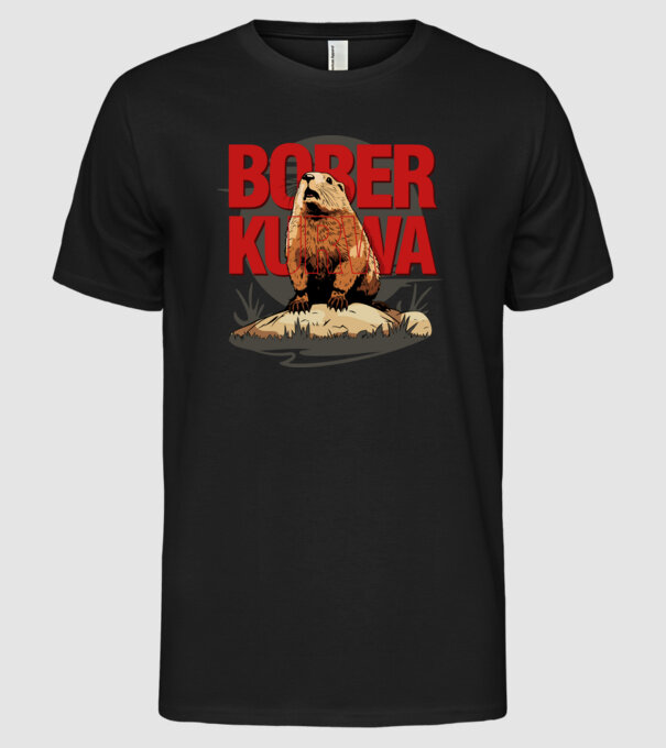 BOBER model negru pe tricou