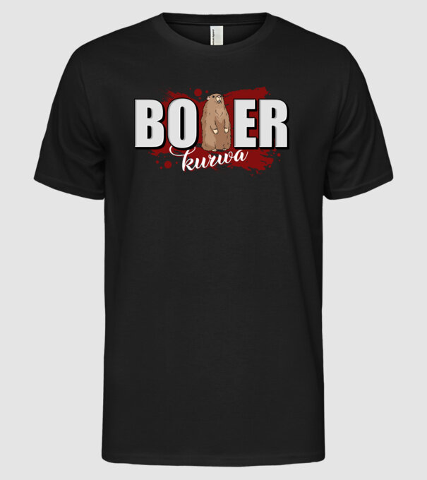 Bober Kurwa model negru pe tricou