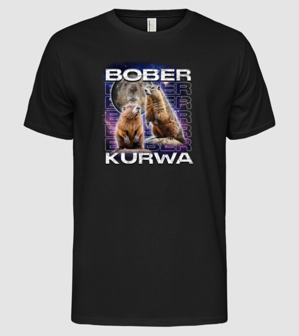 Bóber Kurwa universe model negru pe tricou