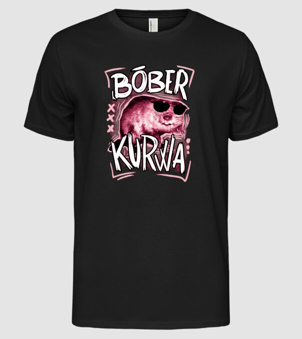 Bóber wtf model negru pe tricou