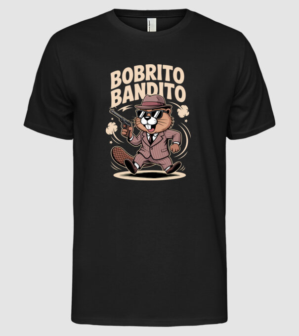 Bobrito Bandito model negru pe tricou
