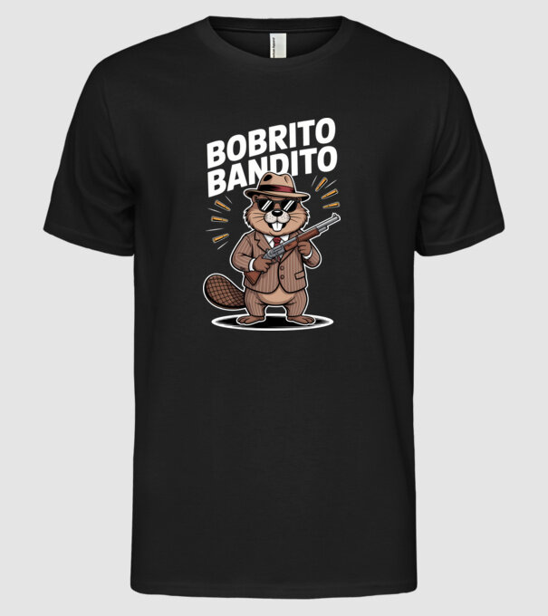 Bobrito Bandito model negru pe tricou
