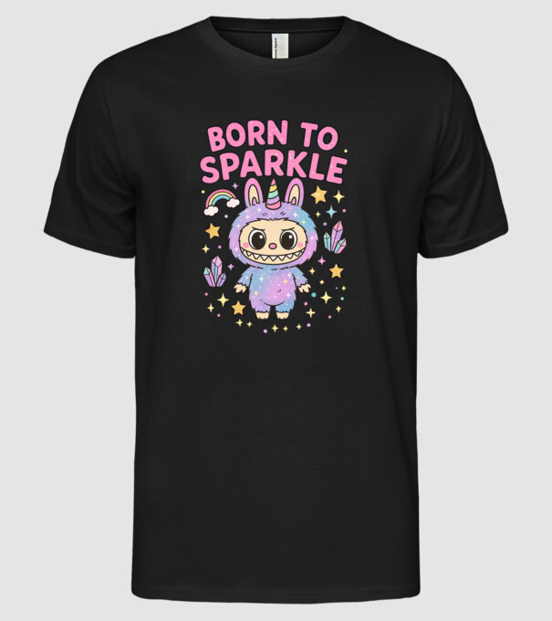 Born to sparkle model negru pe tricou