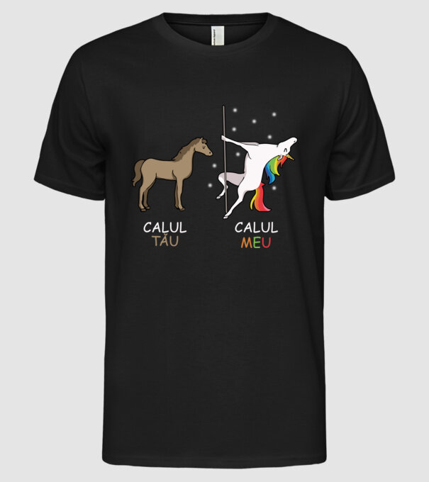 calul tău - calul meu model negru pe tricou