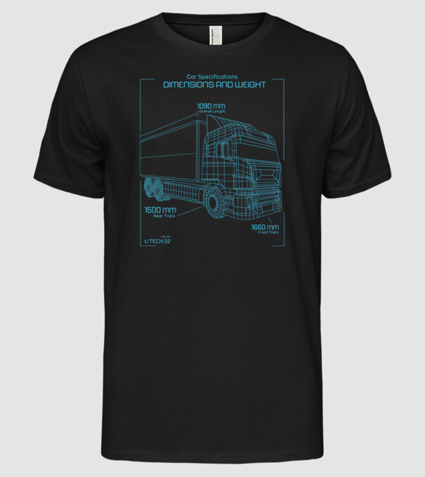 Camioane model negru pe tricou