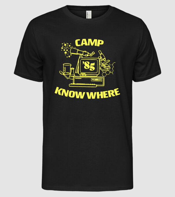camp nowhere 85 stranger things model negru pe tricou