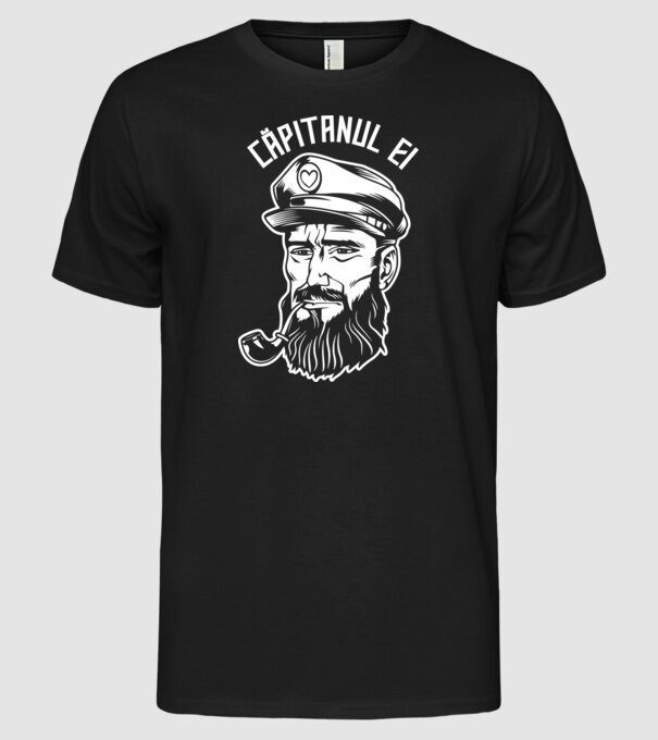 Căpitanul ei model negru pe tricou