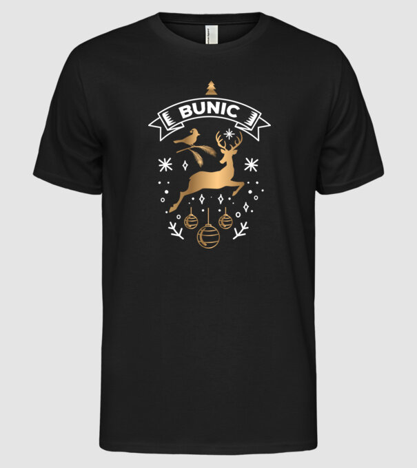 bunic christmas model negru pe tricou