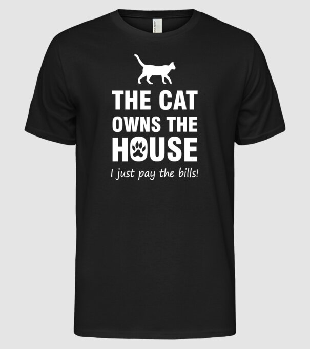 cat own model negru pe tricou
