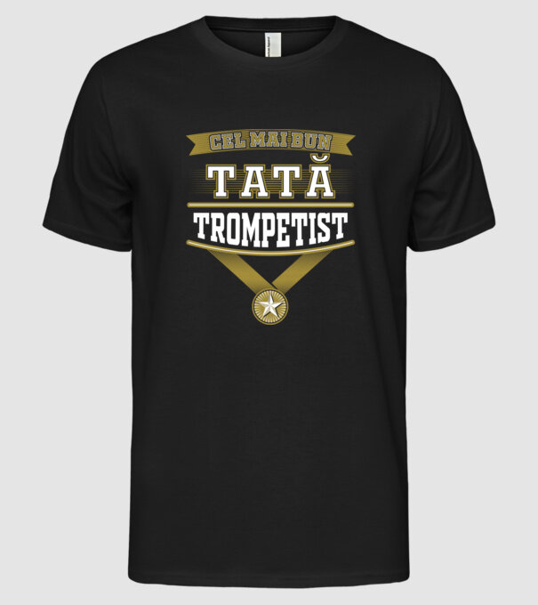 Cel mai bun tată trompetist model negru pe tricou