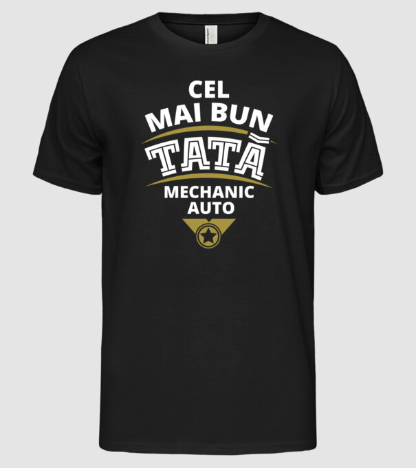 Cel mai bun tată mecanic auto model negru pe tricou
