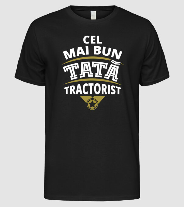 Cel mai bun tată tractorist model negru pe tricou