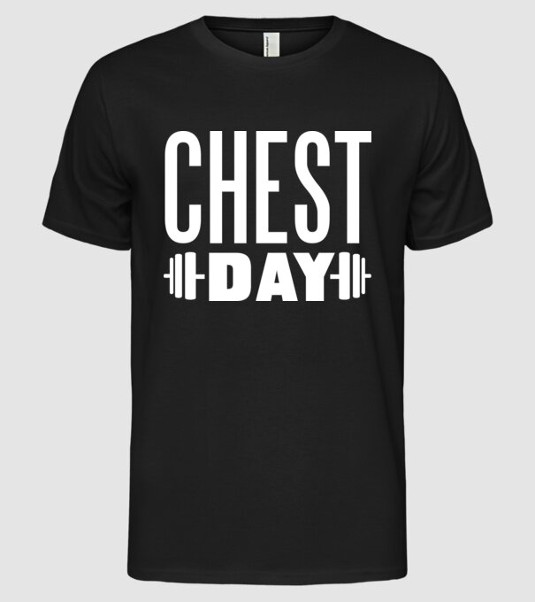Chest day model negru pe tricou