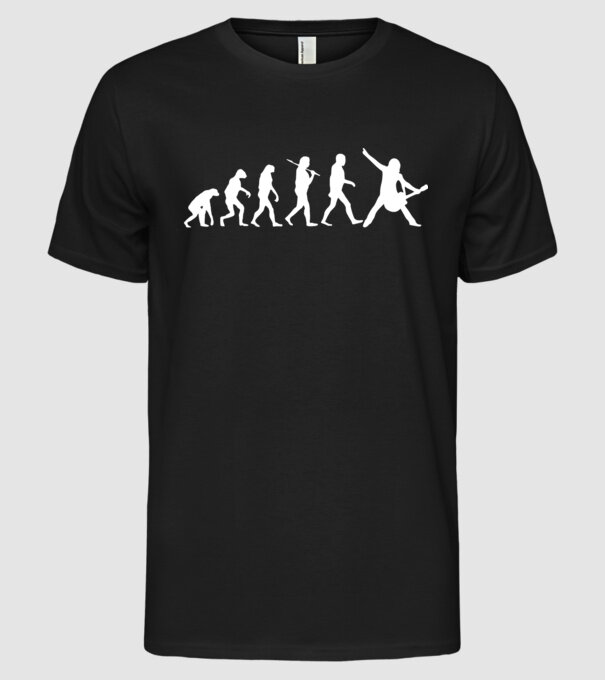 Chitară evoluție model negru pe tricou