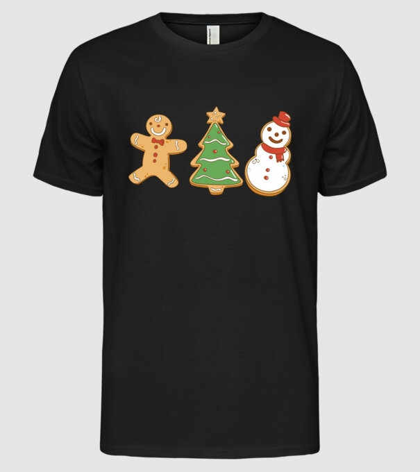 christmas cookies model negru pe tricou
