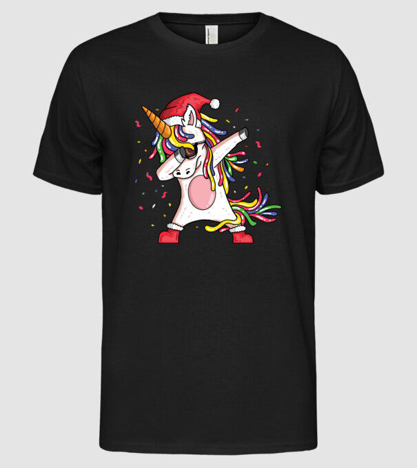 Christmas unicorn dab model negru pe tricou