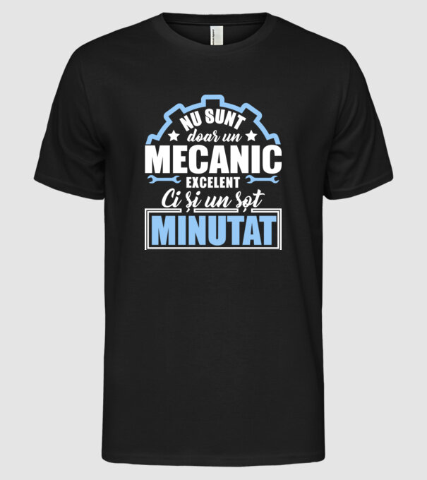 Nu sunt doar un mecanic excelent, ci și un soț minunat! model negru pe tricou