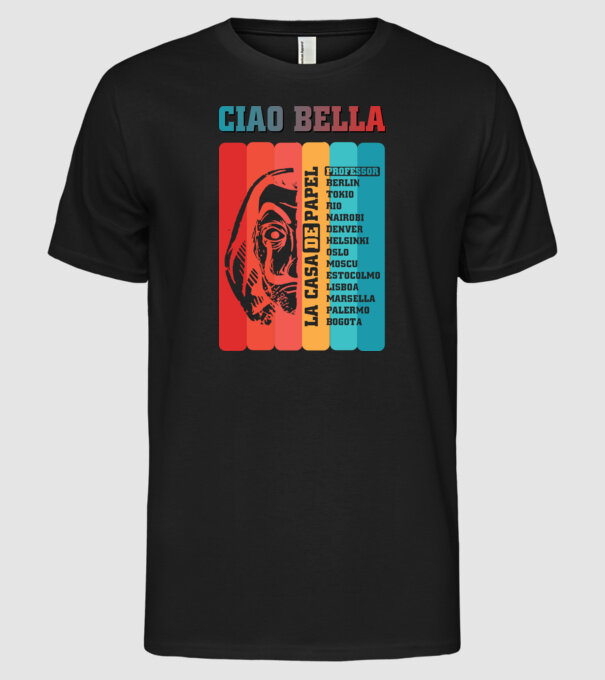 ciao bella retro model negru pe tricou