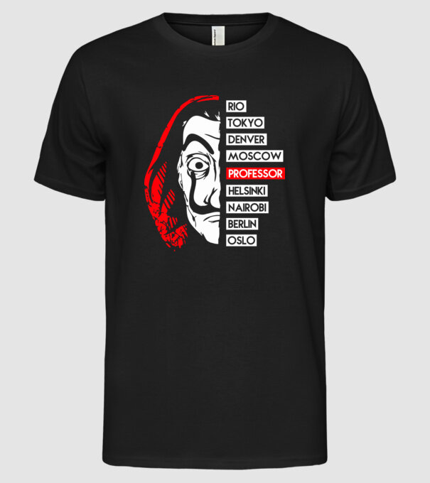 classic logo la casa de papel model negru pe tricou