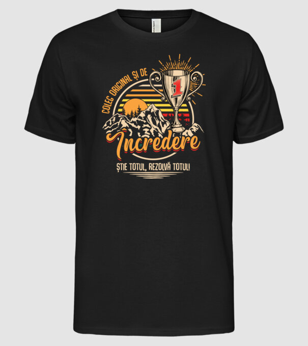 coleg original și de încredere model negru pe tricou