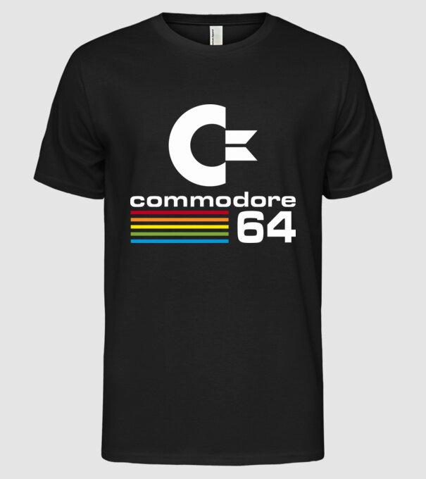 Commodore 64 logo on black model negru pe tricou
