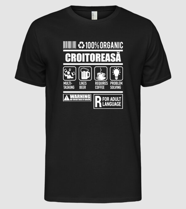 CROITOREASĂ model negru pe tricou