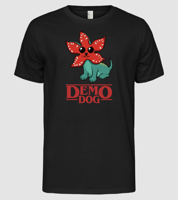 cute demodog model negru pe tricou