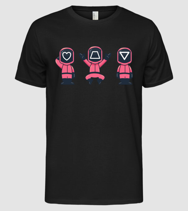 cute squid game toys model negru pe tricou